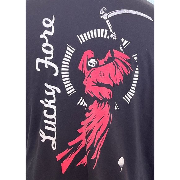 Grim Reaper Playing Golf Mens Shirt XL Fire and Fuel Apparel Lucky Fore - Picture 2 of 7
